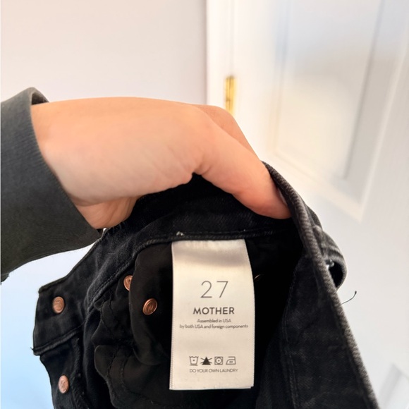 MOTHER Women's Dark Gray/Black Straight Leg Jeans - Picture 3 of 4